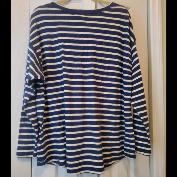 CHAPS River Path Tie Front Striped Long Sleeve Henley NEW - Picture 3 of 10